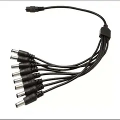 GEN - Cable Poder Splitter Camara Seguridad 8 Salidas Jack 5525 - Negro