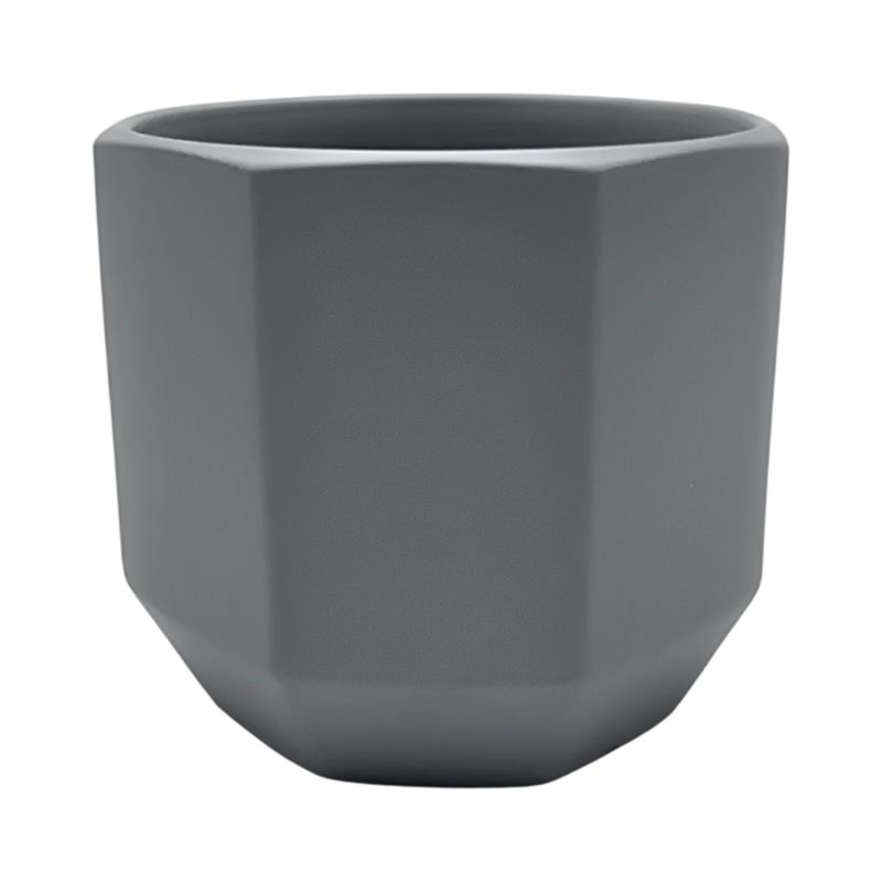 GENERICO - Macetero Maceta De Ceramica Gris Lineas Verticales M