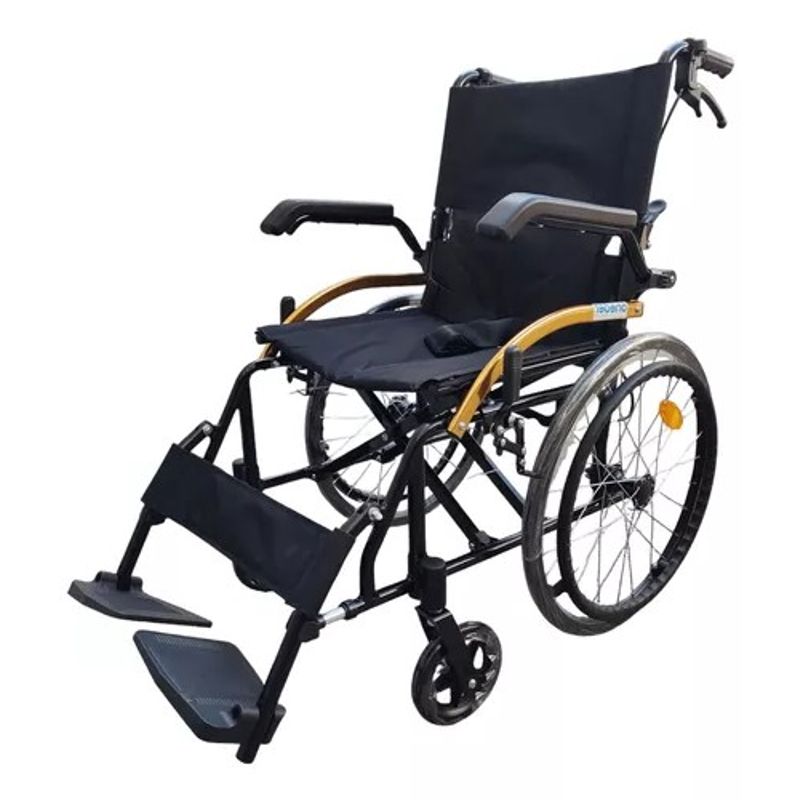 GENERICO - Silla De Ruedas Apoyabrazos Abatibles Doble Freno Plegable Aluminio KJT101B
