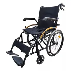 GENERICO - Silla De Ruedas Apoyabrazos Abatibles Doble Freno Plegable Aluminio KJT101B