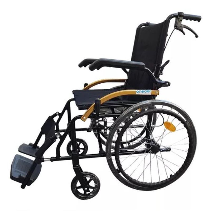 GENERICO - Silla De Ruedas Apoyabrazos Abatibles Doble Freno Plegable Aluminio KJT101B