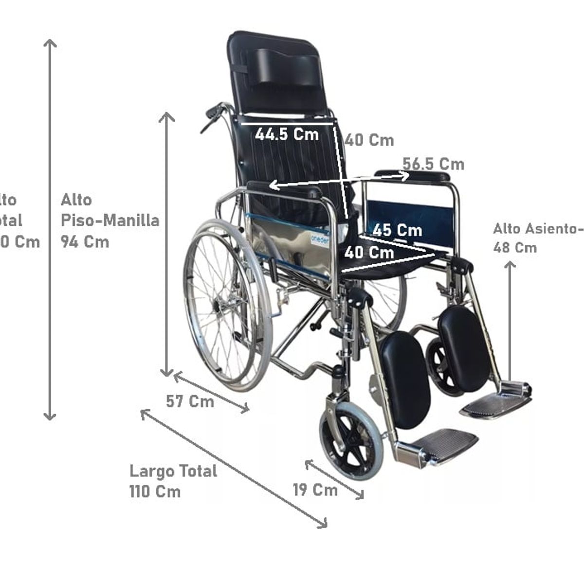 ONEDER - Silla De Ruedas Neurológica Reclinable Tipo Camilla KJT704D