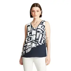 LORENZO DI PONTTI - Blusa Crudo Sin Manga Cuello V