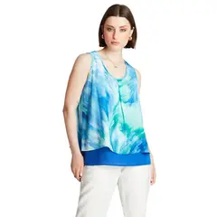 LORENZO DI PONTTI - Blusa Verde Sin Manga Cuello Redondo