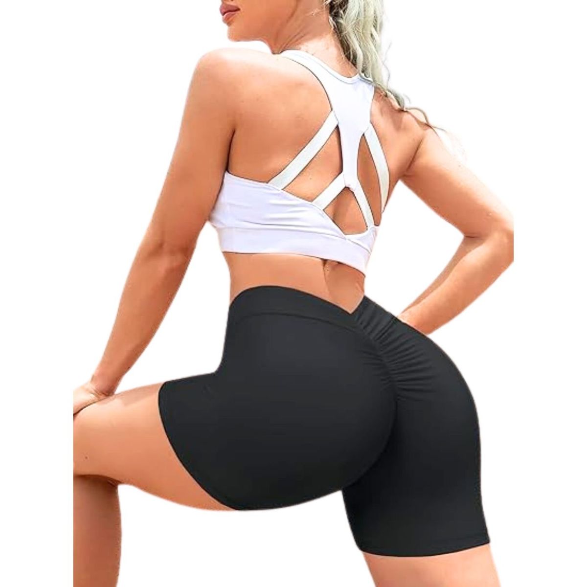 LIKE SHOP - Calza Corta Pretina V Liso Levanta Cola Lycra Costura Reforzada 8009