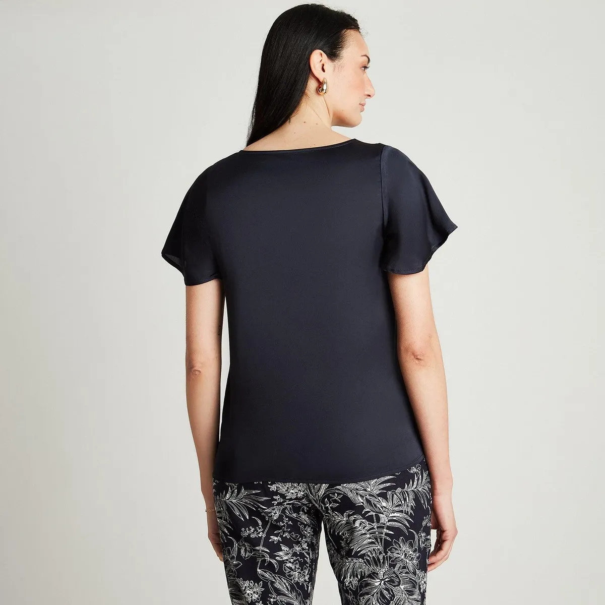 LORENZO DI PONTTI - Blusa Azul Manga Corta Argolla En Cuello