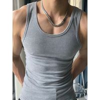 Camiseta Elasticada Sin Manga Hombre Acanalada Algodón Musculosa 38