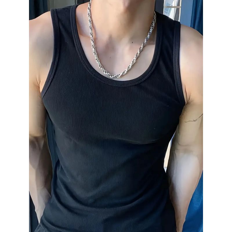 MPROPIA - Camiseta Elasticada Sin Manga Hombre Acanalada Algodón Musculosa 38