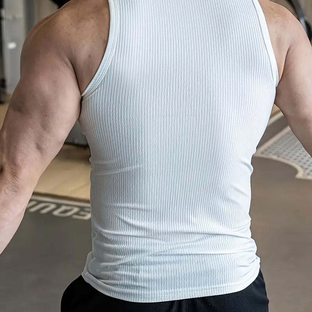 LIKE SHOP - Camiseta Elasticada Sin Manga Hombre Acanalada Algodón Musculosa 38