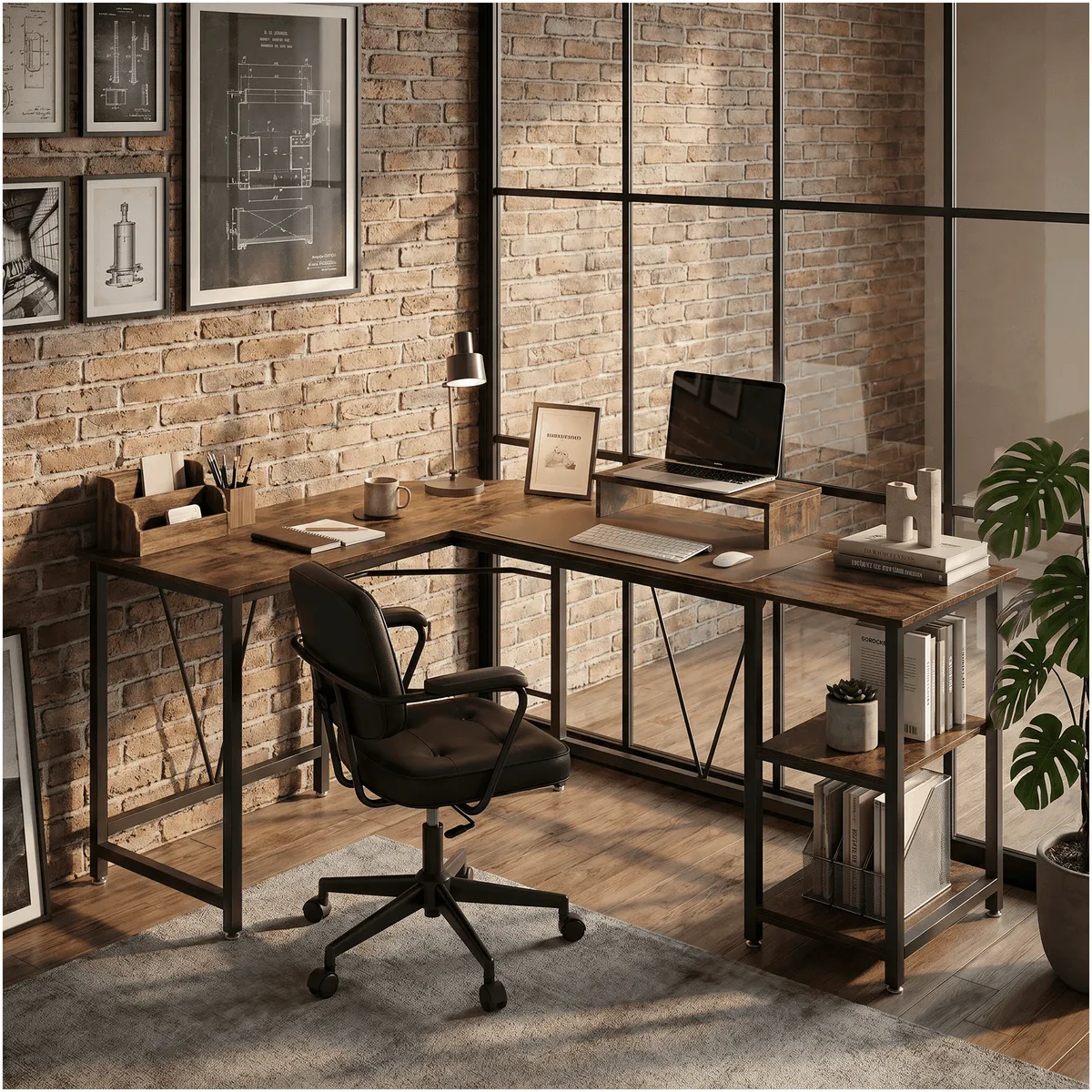 HOMER DESIGN - Escritorio Esquinero Metal Oficina 150x48x75cm En Forma L ZJ150-R