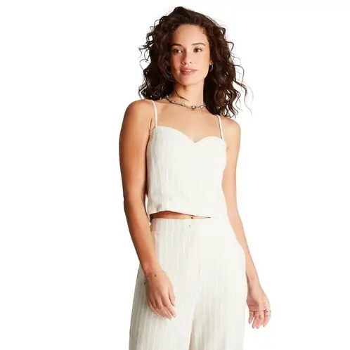 ACUARELA - Blusa Beige Detalle Lurex Y Elástico En Espalda