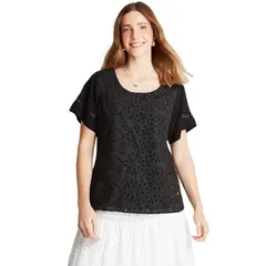 LORENZO DI PONTTI - Blusa Negro Cuello Redondo