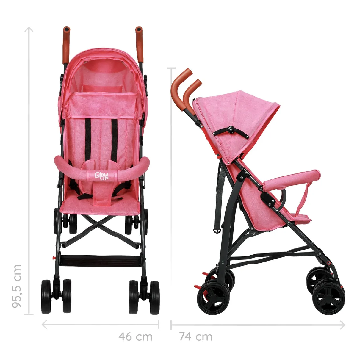 GLOWUP - Coche Paragua Paseo Bebe Plegable Niño Niña Rosado