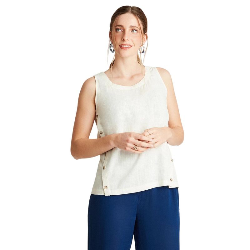 CURVI - Blusa Arena Sin Manga Cuello Redondo