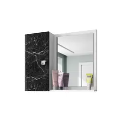 HOGA - Mueble de Baño con Espejo Genova Blanco Negro Marmol