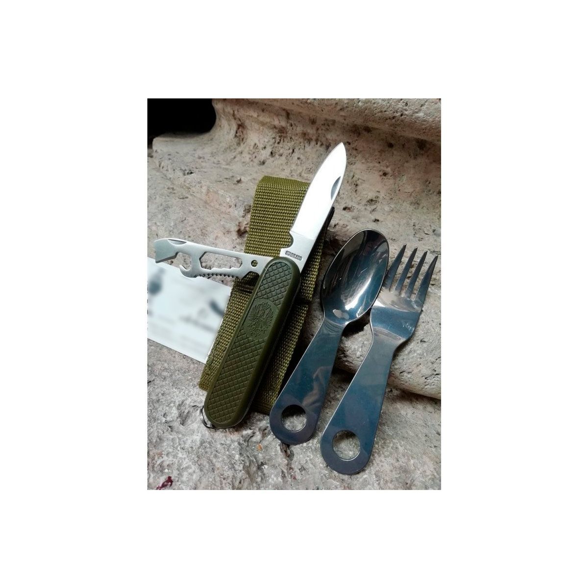 GENERICO - Set De Navaja Camping Con Cuchara Y Tenedor - SC