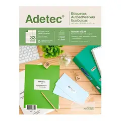 ADETEC - 1650 Etiquetas Inkjet/laser Ecológica 70x25 Mm X 50 Hojas