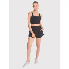BSOUL - Short con calza Mujer 2 en 1 Active Negro