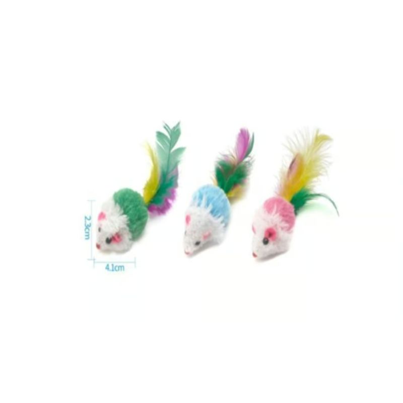 GENERICO - Juguete Para Gato Diseño Ratón Colores Surtidos Plumas
