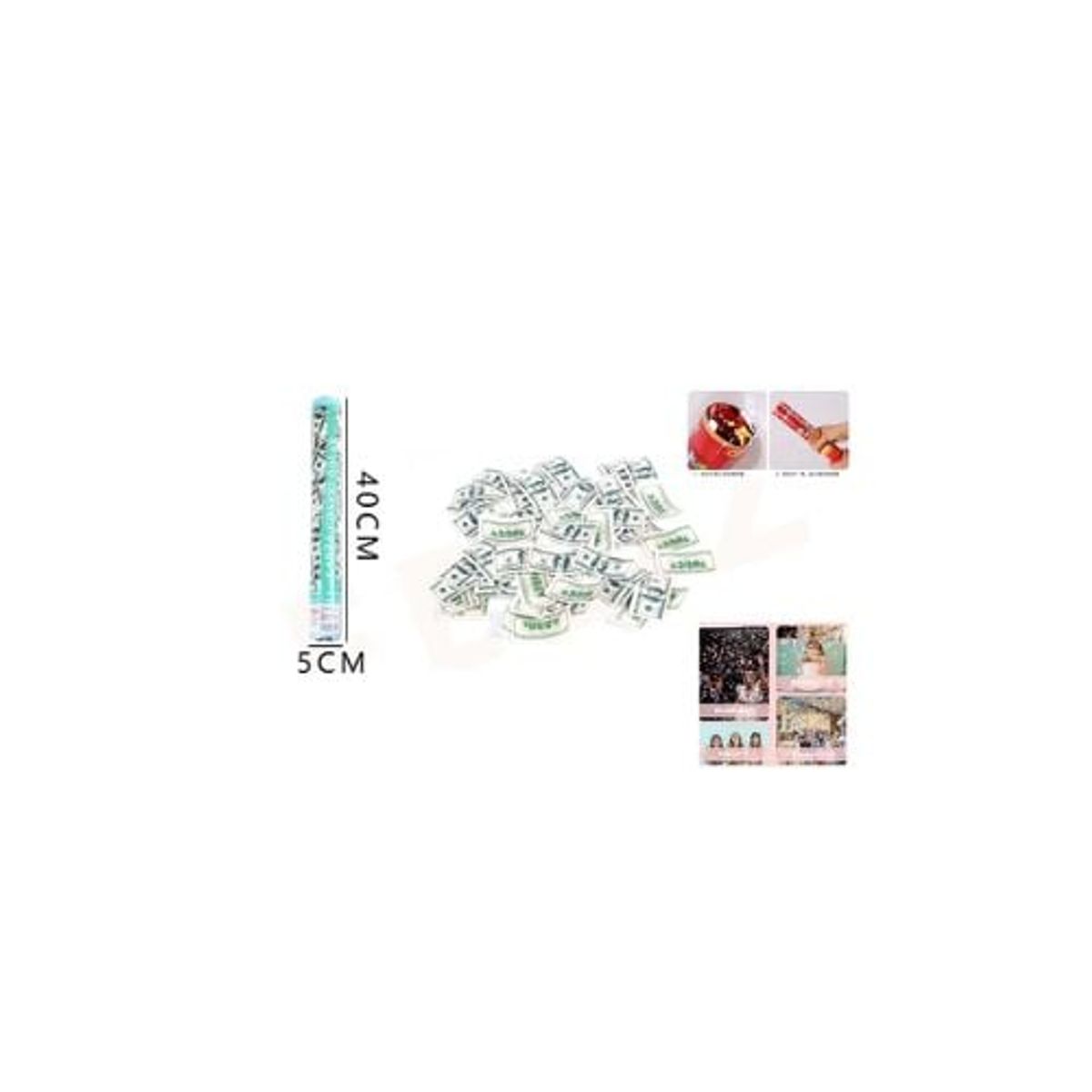 GENERICO - Lanza Confeti Diseño Dólar 40 Cm