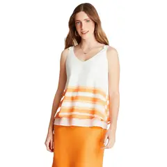 LORENZO DI PONTTI - Blusa Blanco Sin Manga Estampado Tirantes