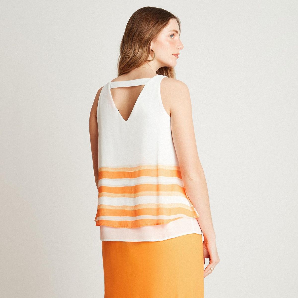 LORENZO DI PONTTI - Blusa Blanco Sin Manga Estampado Tirantes