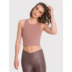 BSOUL - Polera deportiva Mujer Crop Tank Livia Café Claro