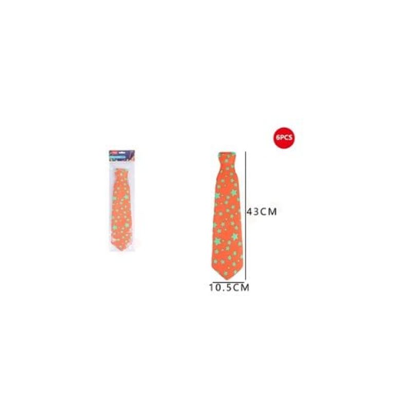GENERICO - Corbata Fluor Naranja Con Estrellas 10 5 x 43 Cm