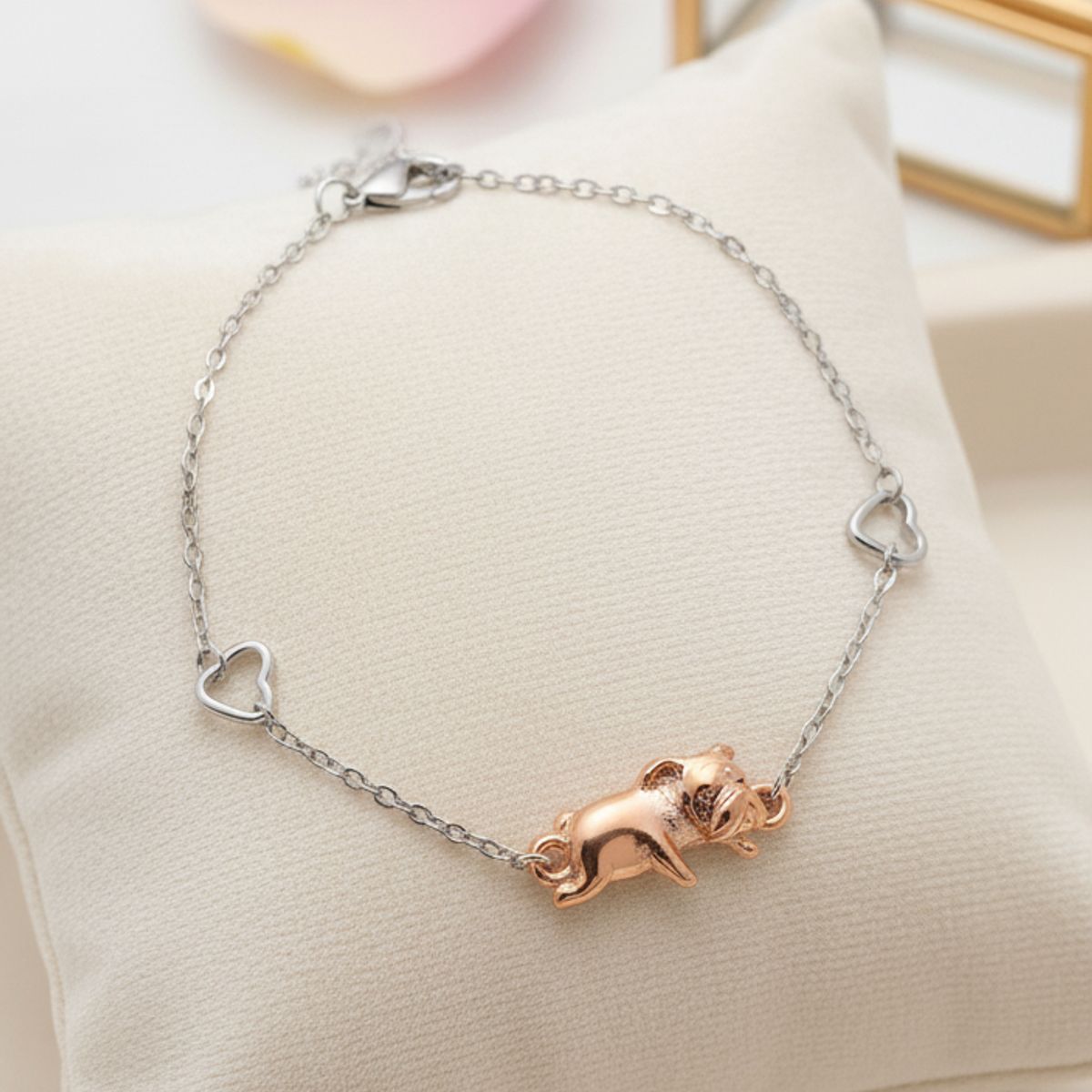 ELEGA - Pulsera De Plata Bulldog Perrito Para Mujer