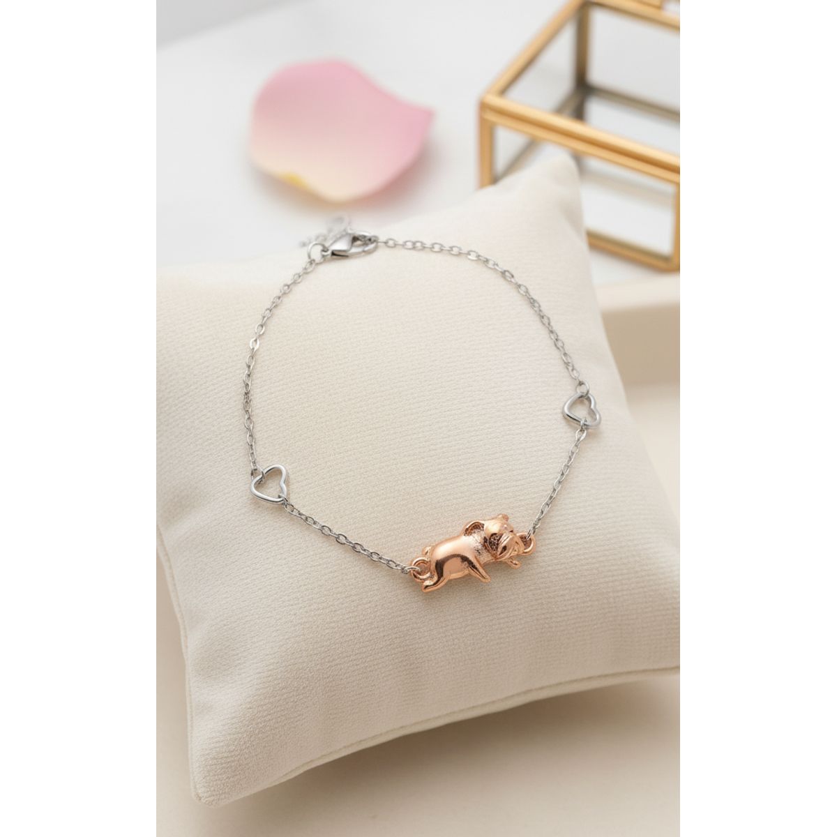 ELEGA - Pulsera De Plata Bulldog Perrito Para Mujer