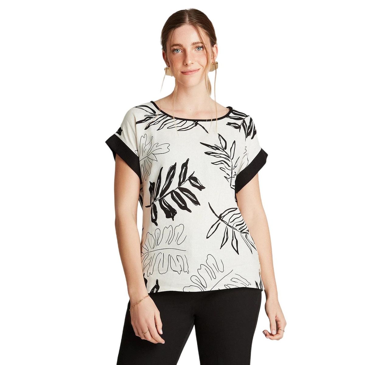 LORENZO DI PONTTI - Blusa Crudo Manga Kimono Estampado