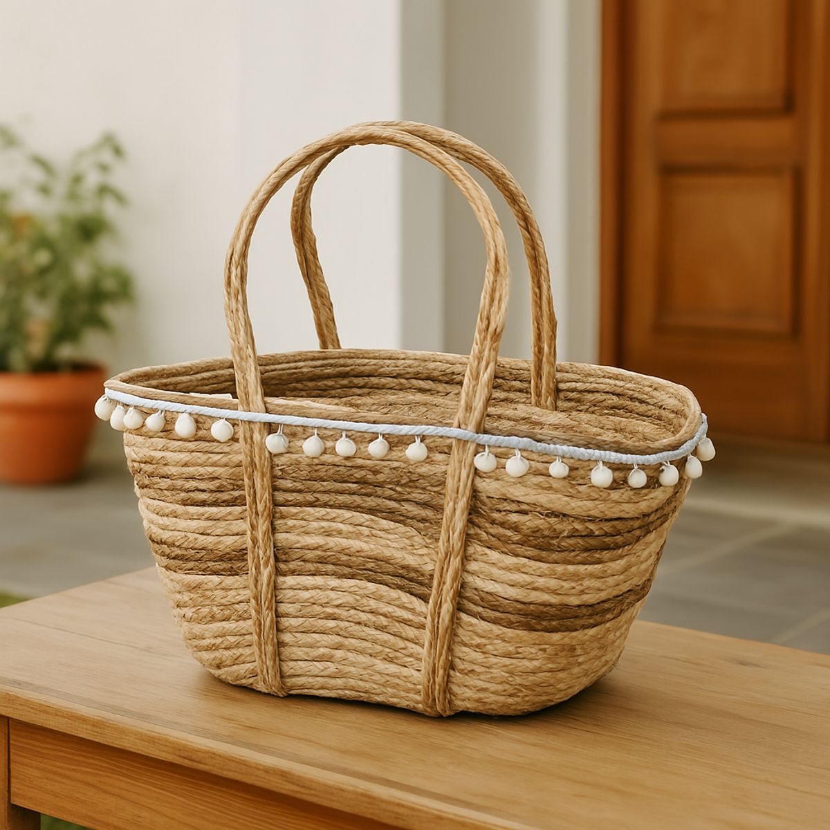 GENERICO - Canasto Decorativo y Multiuso de Ratan