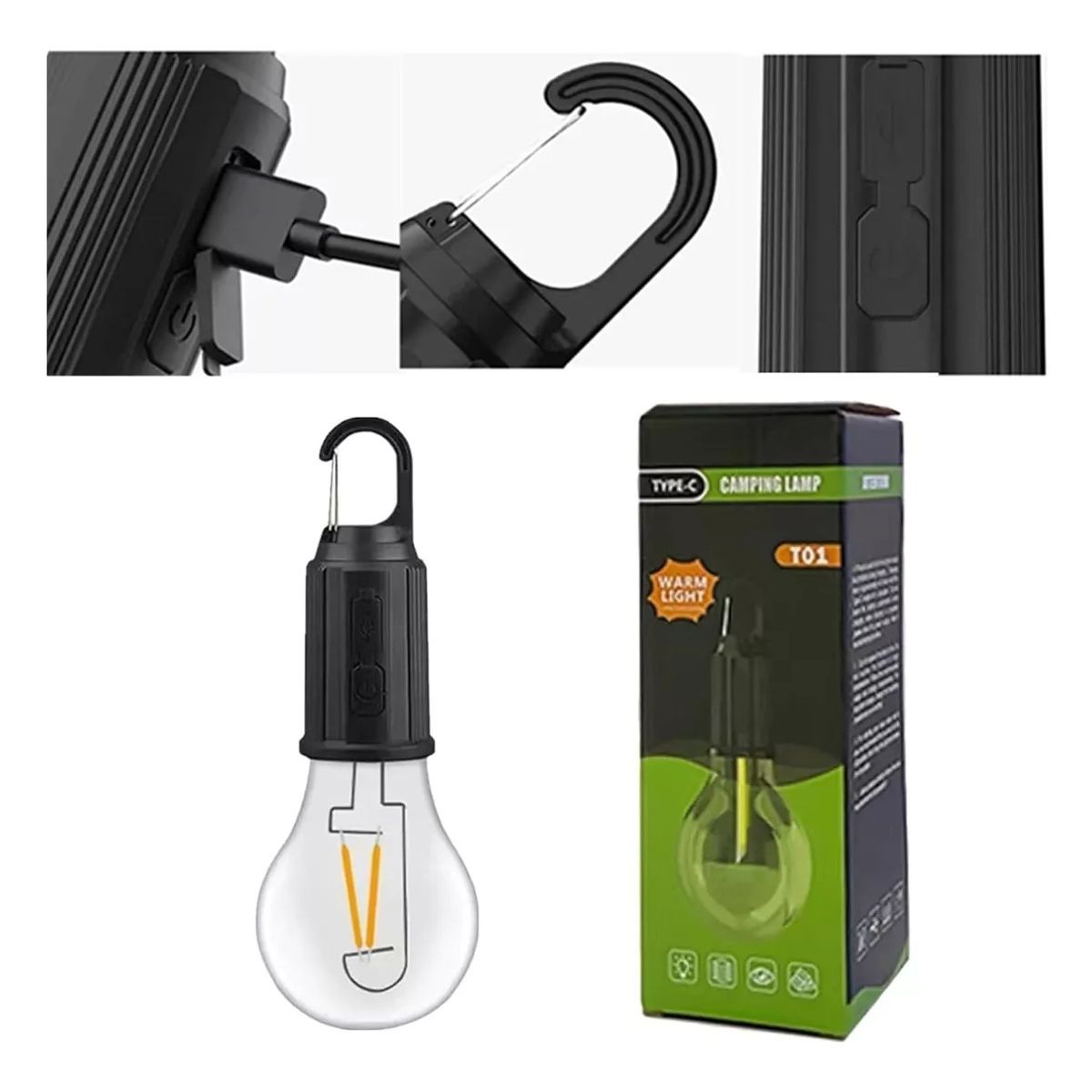 GENERICO - Lampara Portátil Tipo Ampolleta Led Camping Recargable