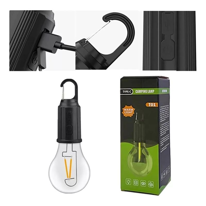 GENERICO - Lampara Portátil Tipo Ampolleta Led Camping Recargable