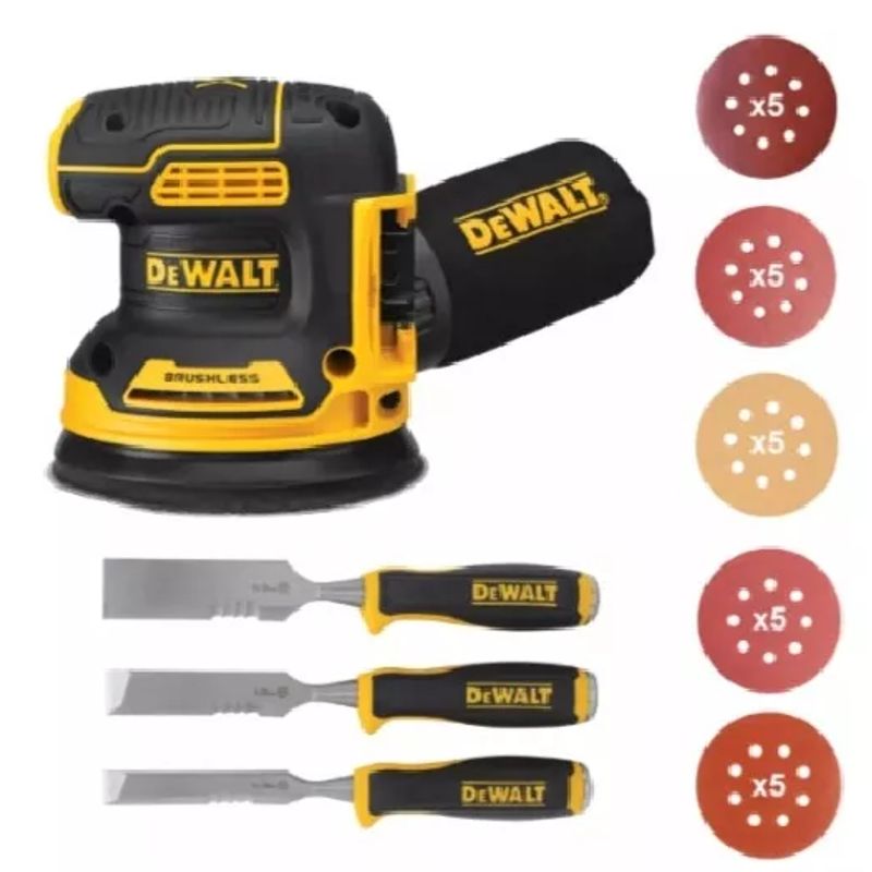 DEWALT - Lijadora Roto Orbital Dcw210b + 25 Discos + 3 Formones