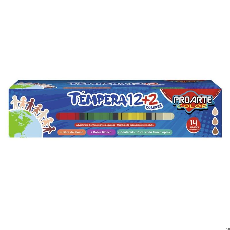 PROARTE - Tempera 12 + 2 Colores 15ml Proarte