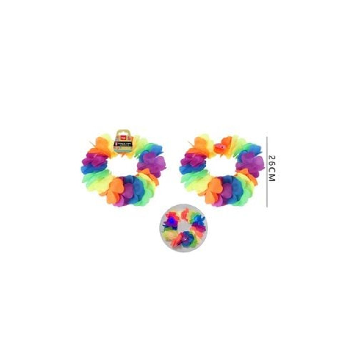 GENERICO - Corona De Flores Hawaiano Petalos De Colores Y Luces 26 Cm