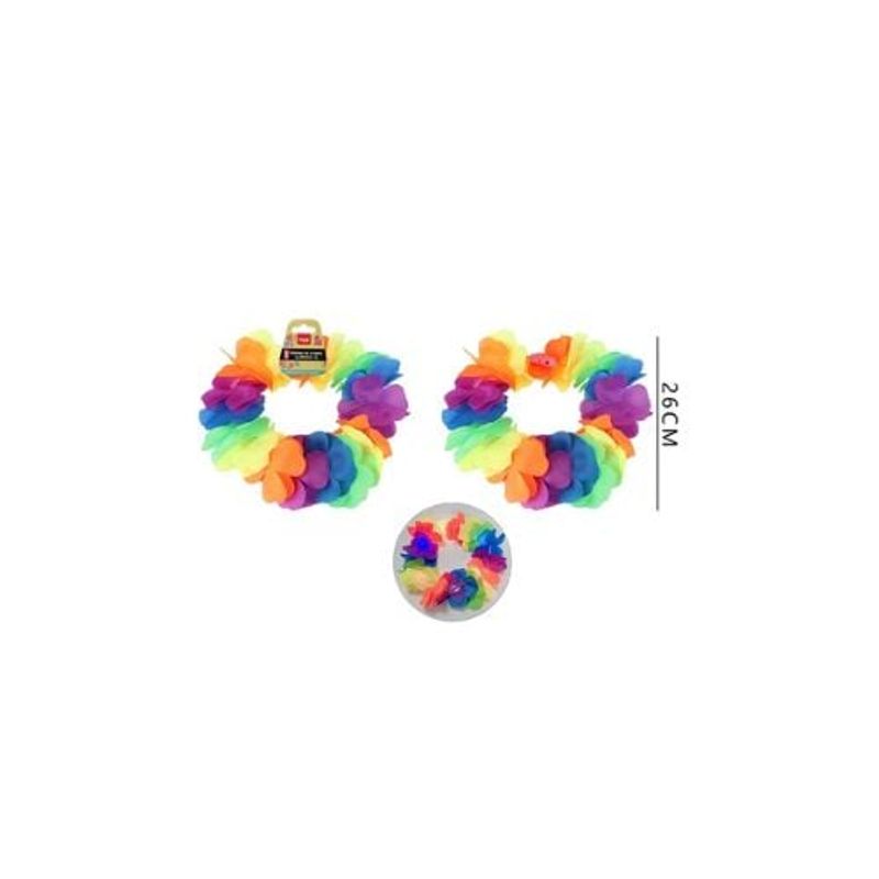 GENERICO - Corona De Flores Hawaiano Petalos De Colores Y Luces 26 Cm
