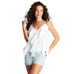 ACUARELA - Blusa Blanco Sin Manga Capas
