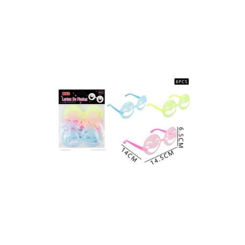 GENERICO - Lentes Fluorescente Emoji 6 Pcs