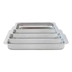 GENERICO - Set X4 Bandeja Para Horno Bandeja Acero Inoxidable Multiuso