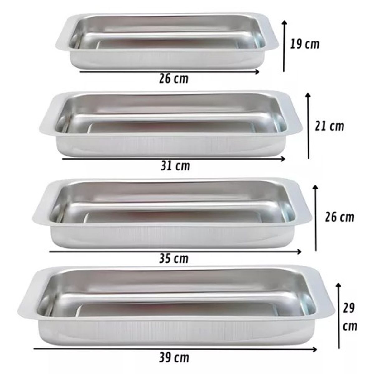 GENERICO - Set X4 Bandeja Para Horno Bandeja Acero Inoxidable Multiuso