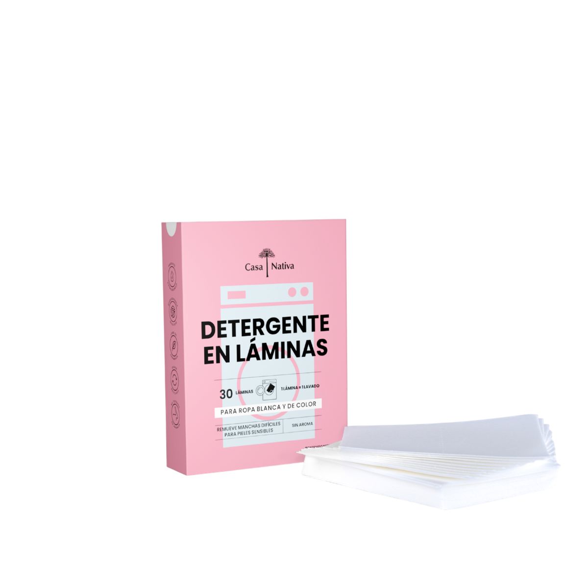 CASA NATIVA - Detergente en Láminas Sin Aroma 30un