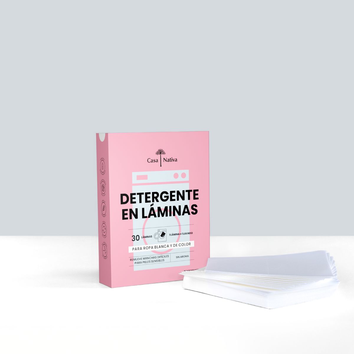 CASA NATIVA - Detergente en Láminas Sin Aroma 30un