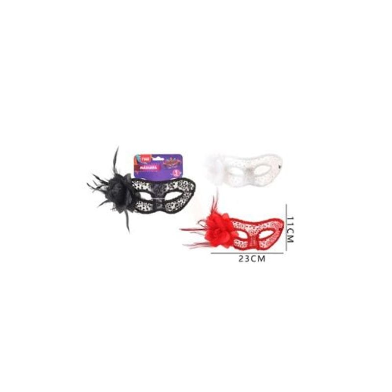 GENERICO - Antifaz Unicolor Con Gema Y Pluma 23 Cm