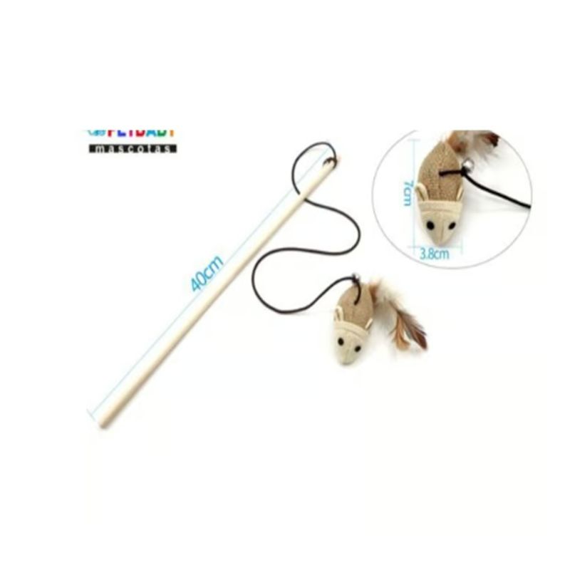 GENERICO - Juguete Gato Mimo Varilla 40cm Diseño Ratón