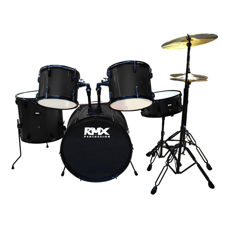 RMX - BATERIA ADULTO 5 PCS NEGRA PLATILLO + PISO RMX
