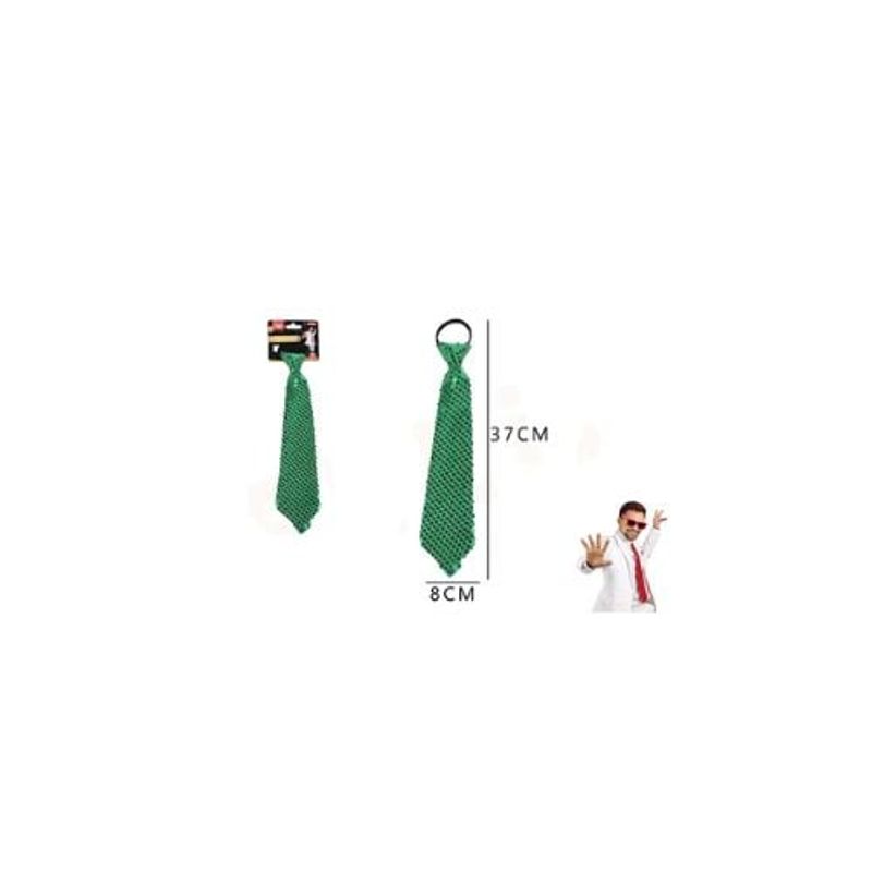 GENERICO - Corbata de Fiesta Lentejuela Verde 8 37 Cm 12 Pcs