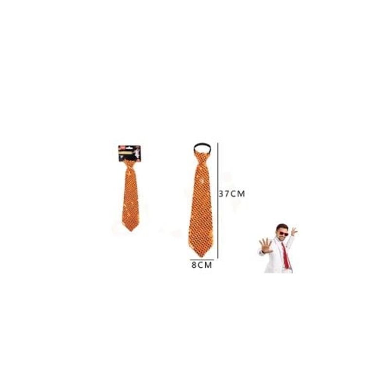 GENERICO - Corbata De Fiesta Lentejuela Naranja 8 37 Cm 12 Pcs