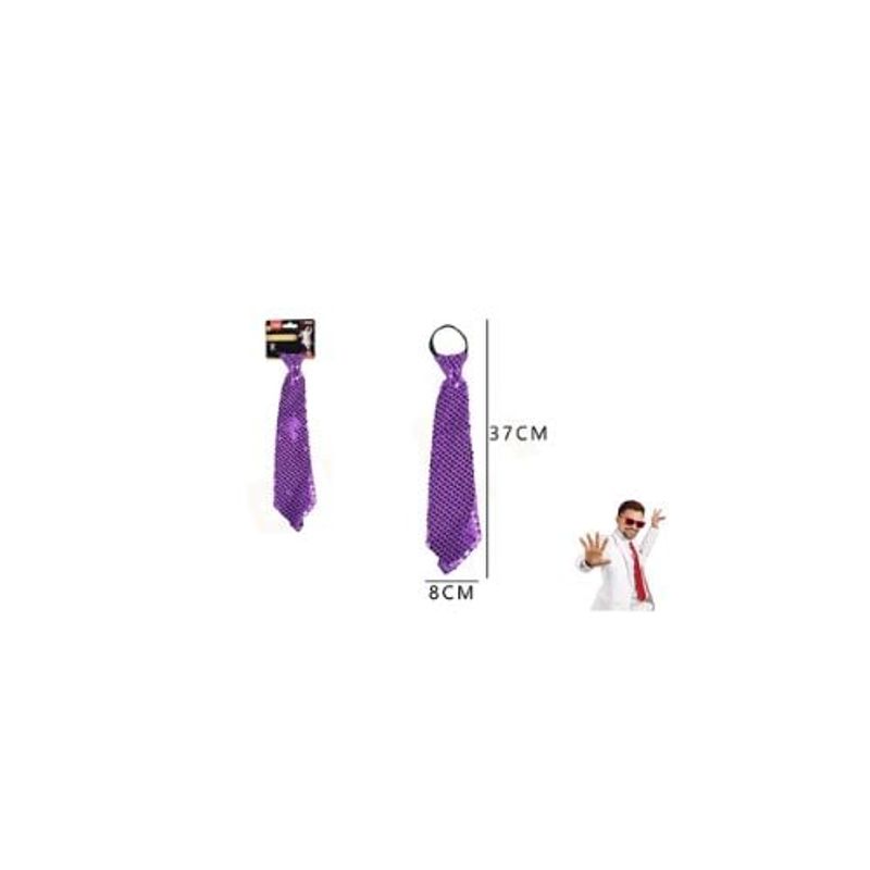GENERICO - Corbata De Fiesta Lentejuela Morado 8 37 Cm 12 Pcs